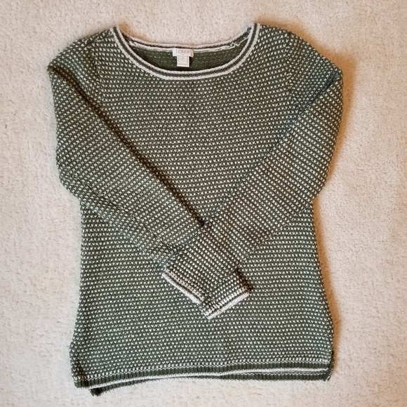J Crew Green/White Wool Blend Sweater - XS - Picture 2 of 5